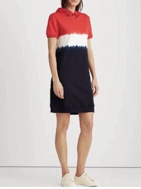 Lauren Ralph Lauren Women’s Red, White & Navy Hooded Shift Dress